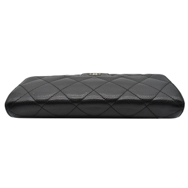CHANEL Classic Flap Caviar Leather Card Holder Wallet Black