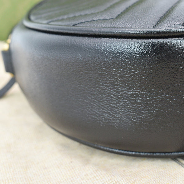 Gucci GG Marmont Mini Round Leather Crossbody Bag Black