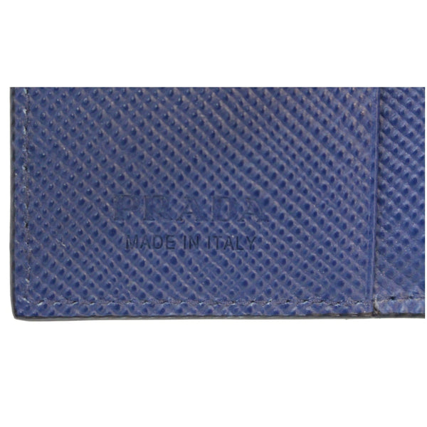 PRADA 6 Key Holder Leather Wallet Blue