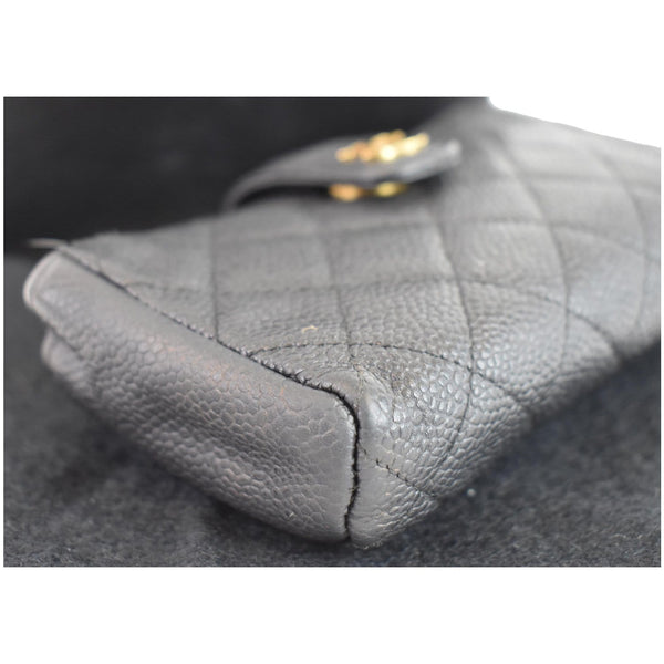 Chanel Quilted Caviar Leather Mini Phone Holder Clutch Pouch