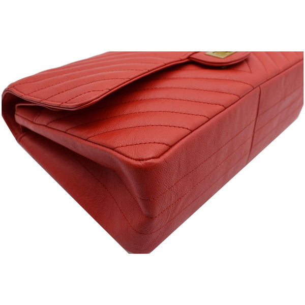 CHANEL 2.55 Reissue Double Flap Chevron Leather Shoulder Bag Red
