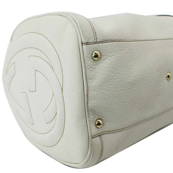 GUCCI Soho Leather Boston Bag White 282302