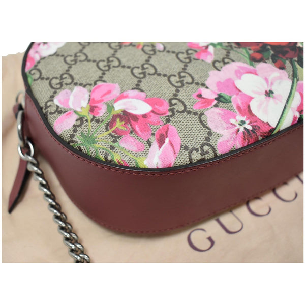GUCCI GG Supreme Monogram Blooms Print Mini Chain Crossbody Bag Beige