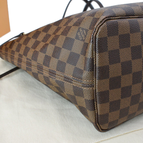 LOUIS VUITTON Neverfull MM Damier Ebene Tote Bag Brown