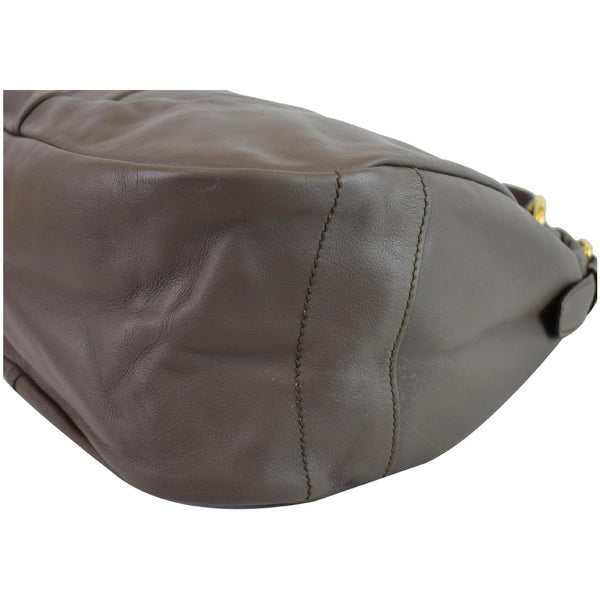 PRADA Vitello Daino Leather Hobo Bag Taupe