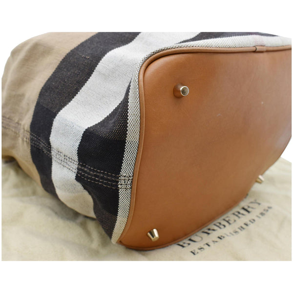 BURBERRY Susanna Medium Check Canvas Bucket Shoulder Bag Brown