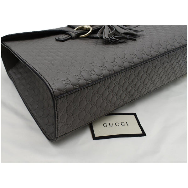 GUCCI Emily Medium GG Guccissima Leather Chain Shoulder Bag 449635 Gray