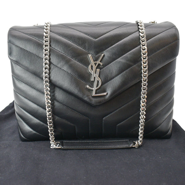 YVES SAINT LAURENT Medium Loulou Matelasse Leather Chain Shoulder Bag Black