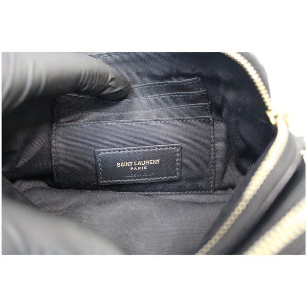 YVES SAINT LAURENT Becky Double Zip Lambskin Leather Crossbody Bag Black