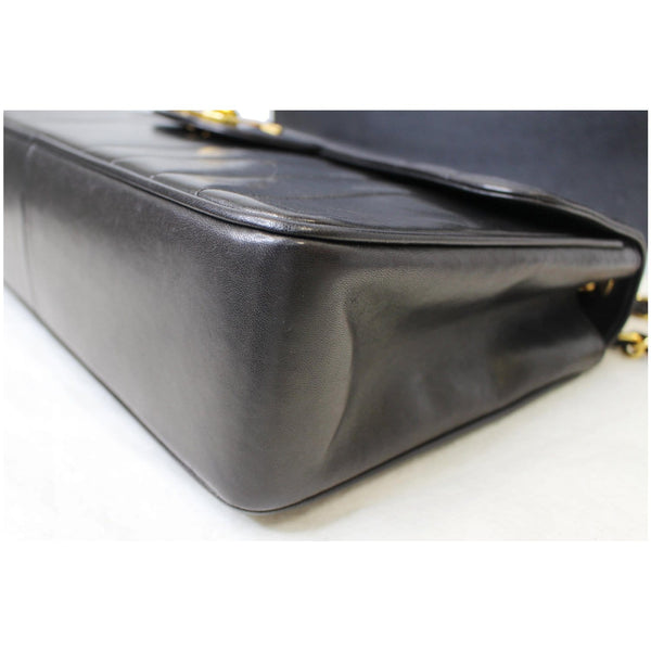 CHANEL Vintage Classic Jumbo Single Flap Vertical Lambskin Shoulder Bag Black