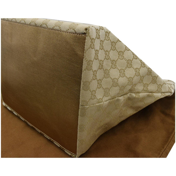 Gucci Sherry GG Canvas Leather Tote Bag Beige - Preloved