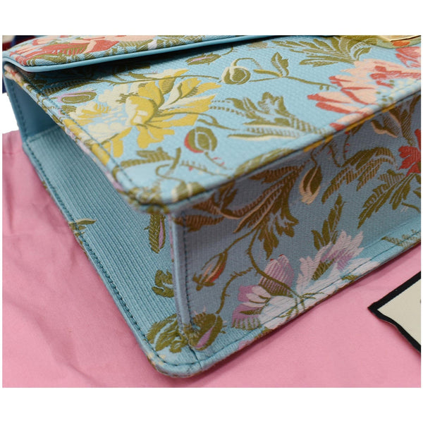 GUCCI Sylvie Medium Flora Fabric Canvas Top Handle Bag Light Blue 551150