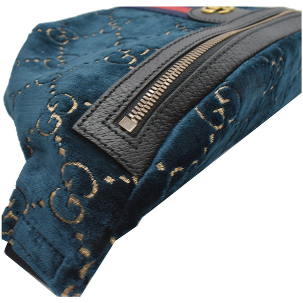 GUCCI GG Monogram Velvet Belt Bumbag Dark Blue 574968