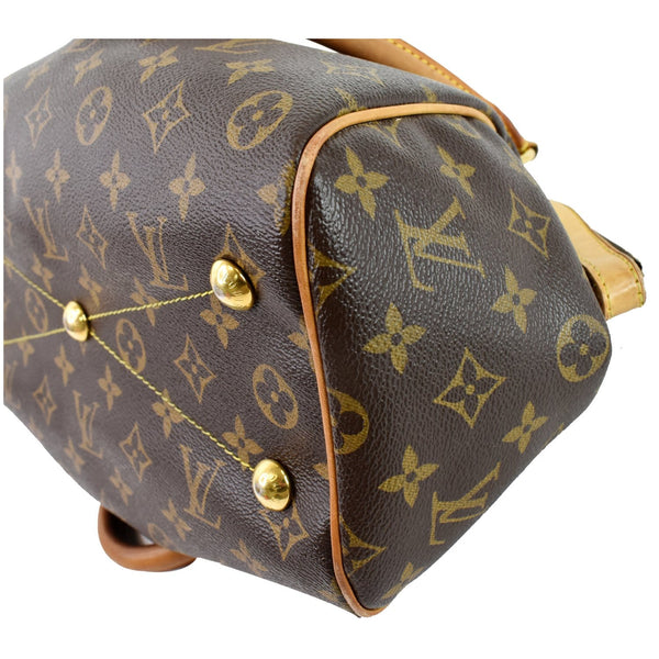 Louis Vuitton Tivoli PM Monogram Canvas Satchel Bag bottom corner