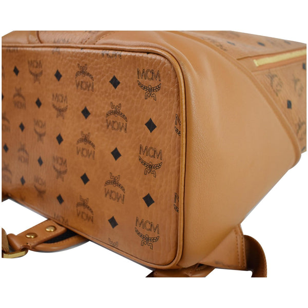 MCM Duke Visetos Medium Canvas Leather Backpack Bag Cognac