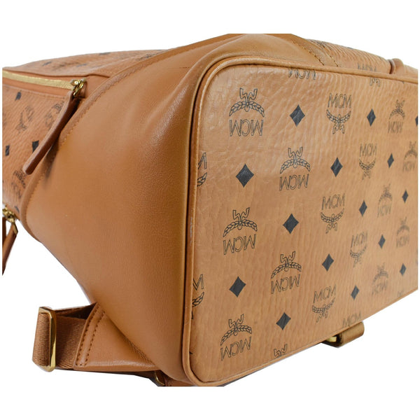 MCM Duke Visetos Medium Canvas Leather Backpack Cognac