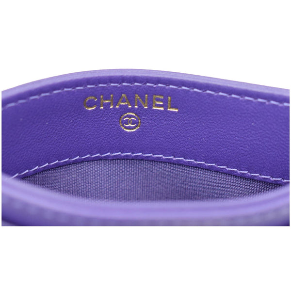 CHANEL Boy Leather Card Holder Purple