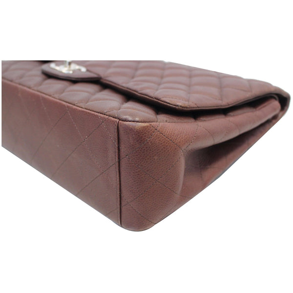 CHANEL Maxi Classic Flap Caviar Leather Shoulder Bag Brown