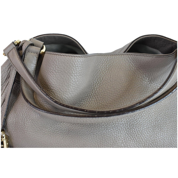 Gucci Soho Top Handle Pebbled Leather Tote Bag Taupe - shoulder strap