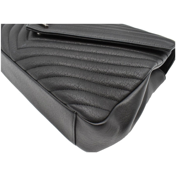 YVES SAINT LAURENT College Medium Flap Matelassé Leather Shoulder Bag Black