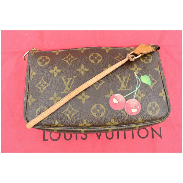 LOUIS VUITTON Cerises Monogram Canvas Pochette Accessoires Pouch Bag Brown