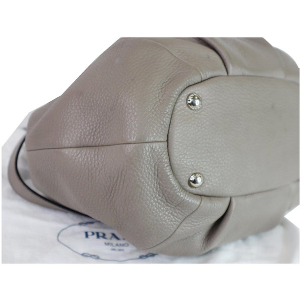 PRADA Vitello Daino Leather Tote Crossbody Bag Taupe BN2792