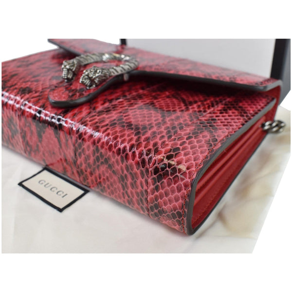 GUCCI Dionysus Mini Python Leather Crossbody Chain Wallet Red 401231