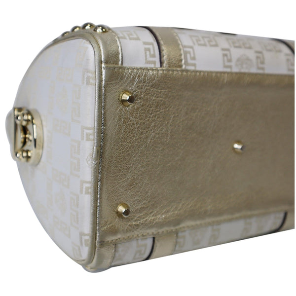 VERSACE Snap Out Of It Medusa Jacquard Boston Handbag Silver