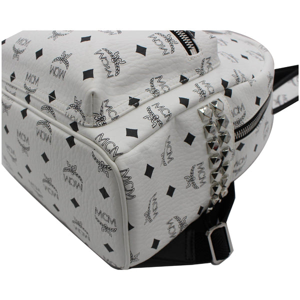 MCM Stark Visetos Coated Canvas Backpack Bag White