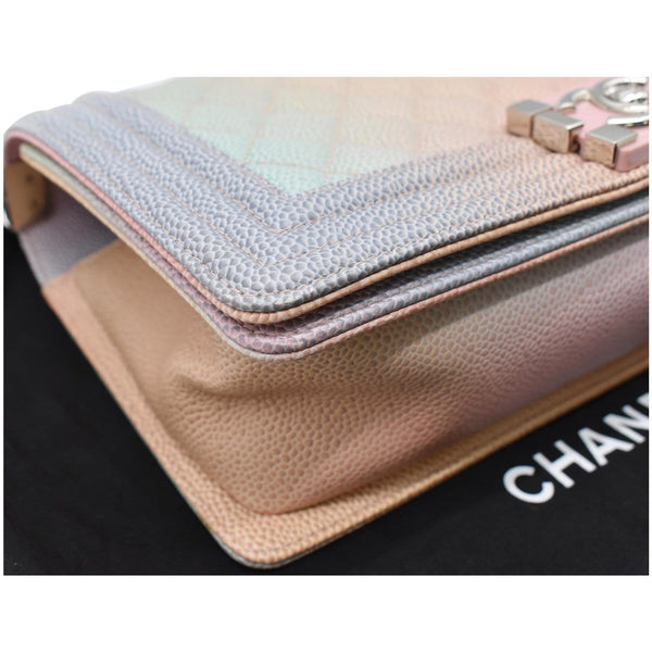 CHANEL Medium Rainbow Boy Flap Caviar Leather Shoulder Bag Multicolor