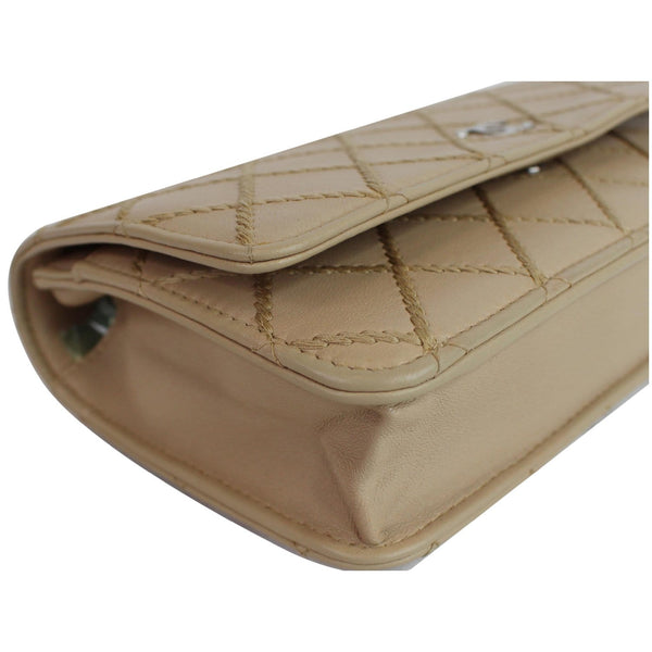 CHANEL Diamond Stitch Wallet On Chain Calfskin WOC Crossbody Bag Beige