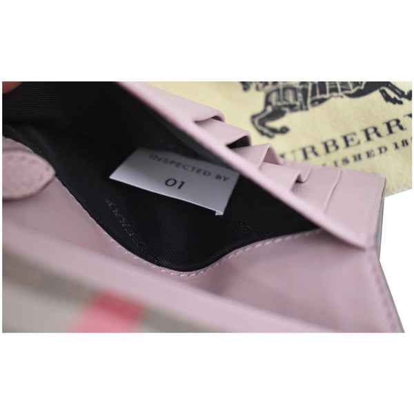BURBERRY Luna House Check Leather Wallet Rose Pink