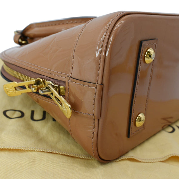 LOUIS VUITTON Alma BB Vernis Leather Satchel Crossbody Bag Tan