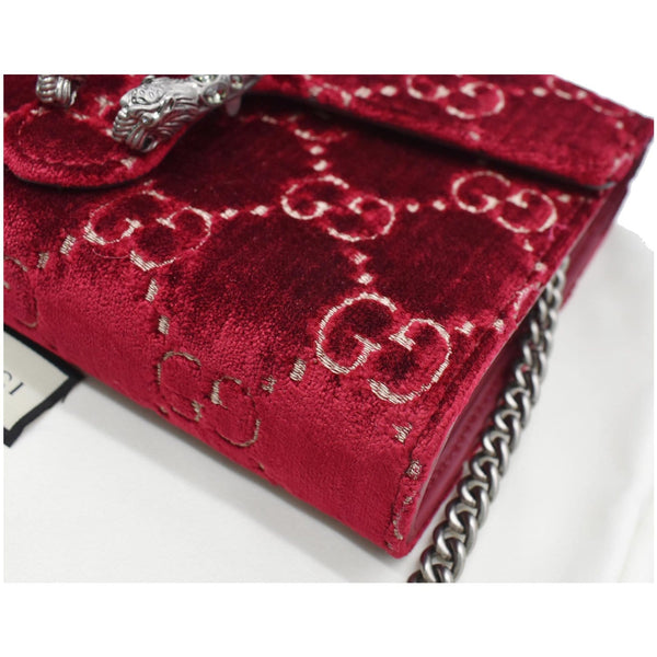 GUCCI Dionysus Mini Velvet GG Monogram Chain Wallet Red 401231