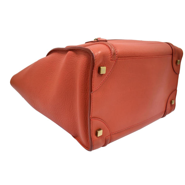 CELINE Drummed Mini Luggage Calfskin Leather Tote Bag Red