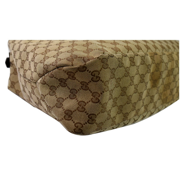 Gucci Horsebit GG Canvas Large Hobo Bag Beige botttom corner