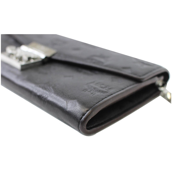 MCM Patricia Monogram Leather Crossbody Chain Wallet Black