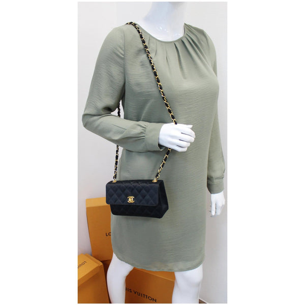 CHANEL Classic Timeless Small Satin Shoulder Bag Black