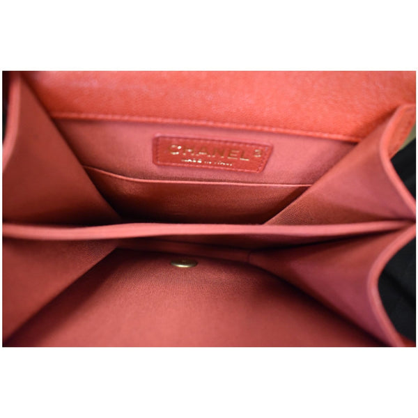 Chanel North-South Boy Quilted Caviar Leather Shoulder Bag inside preview