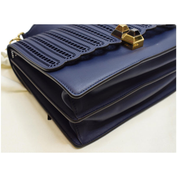 FENDI Small Kan I Perforated Leather Shoulder Bag Blue