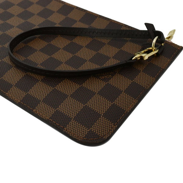 LOUIS VUITTON Neverfull Damier Ebene Pochette Wristlet Pouch Brown