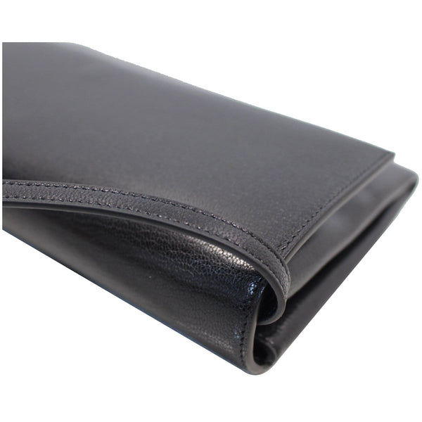 CELINE Folded Clutch Strap Leather Shoulder Bag Black