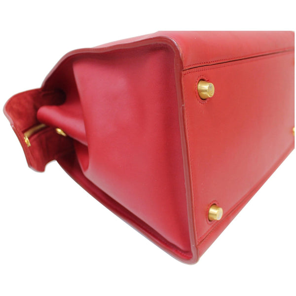 CELINE Ring Small Smooth Leather Tote Bag Red