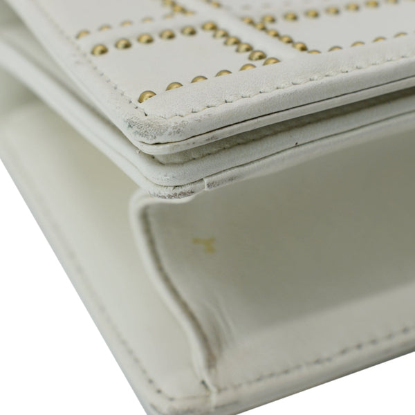 CHRISTIAN DIOR Small Diorama Studded Leather Flap Shoulder Bag White