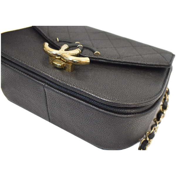 CHANEL Coco Cuba Quilted Grained Calfskin Leather Top Handle Bag Black