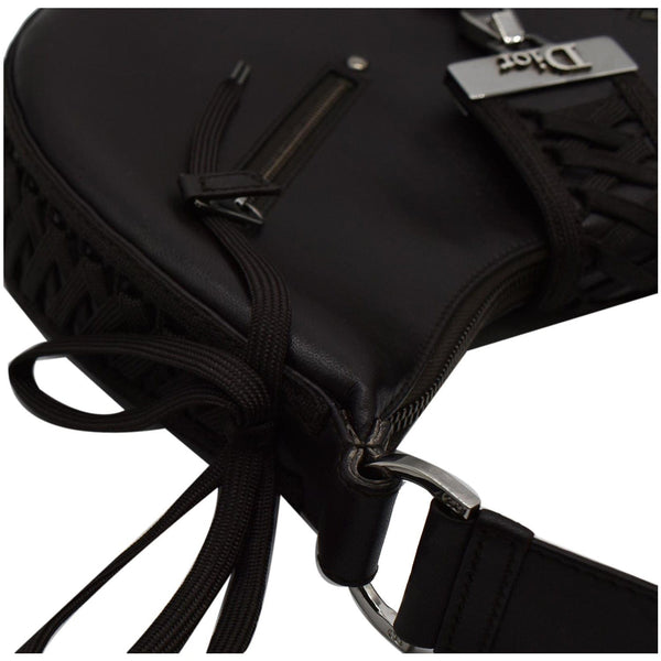 CHRISTIAN DIOR Lace Up Admit It Leather Hobo Bag Dark Brown