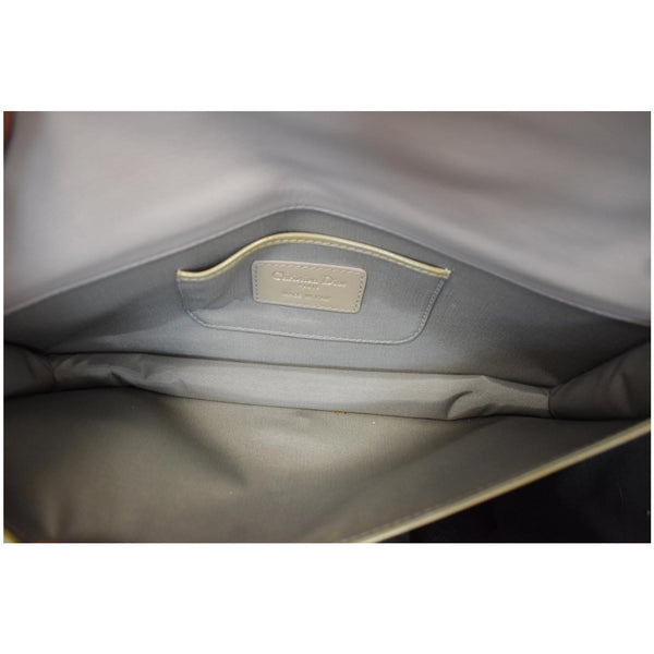 Christian Dior Quilted Patent Leather Lady Dior Clutch Bag inside view