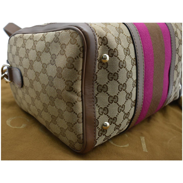 GUCCI Vintage Web GG Canvas Boston Bag Beige 247205