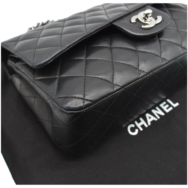 CHANEL Classic Double Flap Medium Leather Shoulder Bag Black