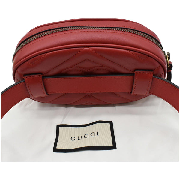GUCCI GG Marmont Matelasse Leather Belt Bag Red 476434